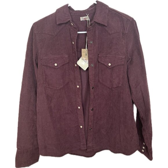 Faherty Women’s Stretch Western Shirt Catawaba Grape Purple Corduroy S NWT - Picture 2 of 9